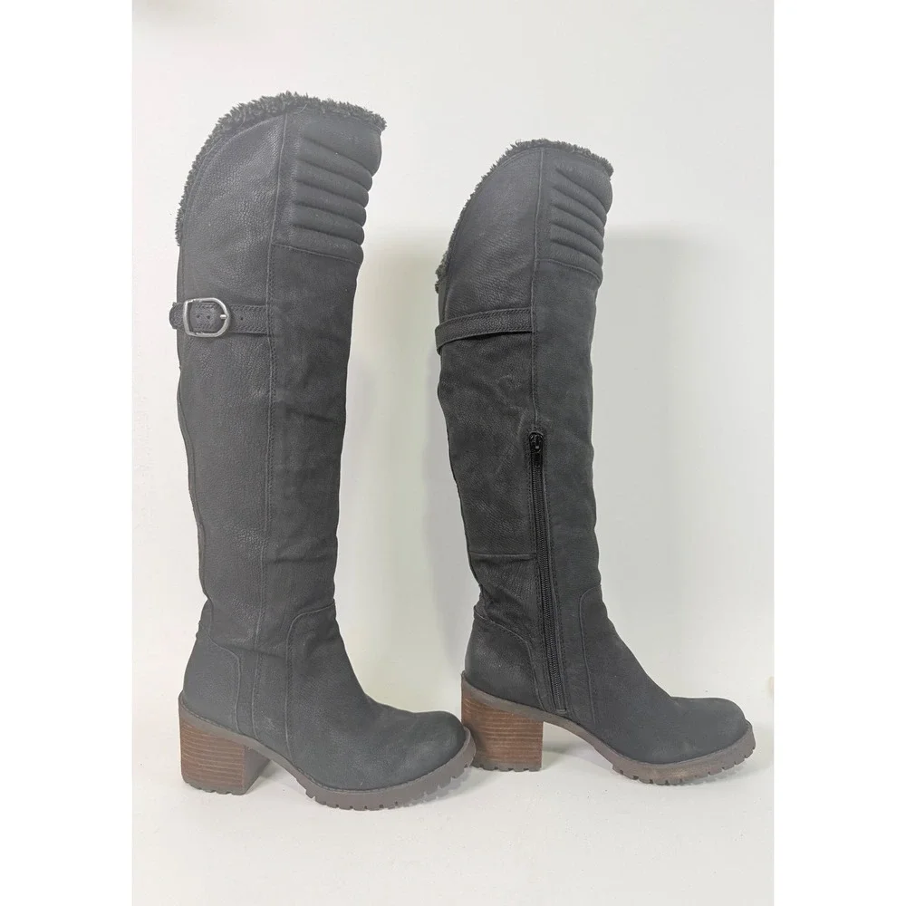Lucky Brand Shoes Women's 7.5 Narlee Over Knee Lug Block Heel Boot Black